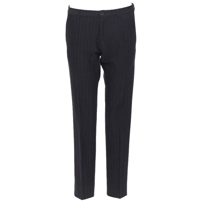 LANVIN ALBER ELBAZ mohair wool black satin side trimmed tuxedo trousers FR44 For Sale