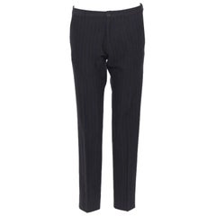 LANVIN ALBER ELBAZ mohair wool black satin side trimmed tuxedo trousers FR44