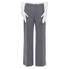Pantalon large SPORTMAX gris en laine vierge avec poche avant cachée US12 29".