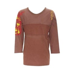 MAISON MARGIELA 2013 camiseta banco deconstruida de algodón marrón con parches