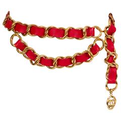 Oversized 1980s Chanel Red & Gold Belt