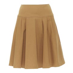 OSCAR DE LA RENTA tan brown nylon cotton flared knee length skirt US0 25"