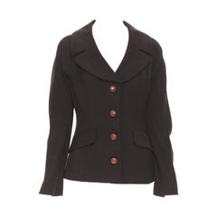 vintage DOLCE GABBANA decorative button velvet wool crepe jacket skirt IT42 M