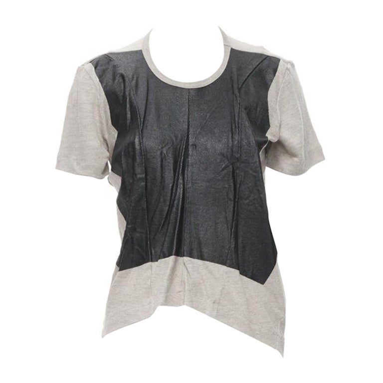 vintage JUNYA WATANabe 1998 grigio lino nero laccato davanti maglione top S