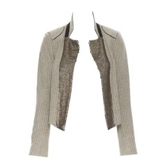 vintage CHLOE laine grise à chevrons col paillettes veste militaire Fr34