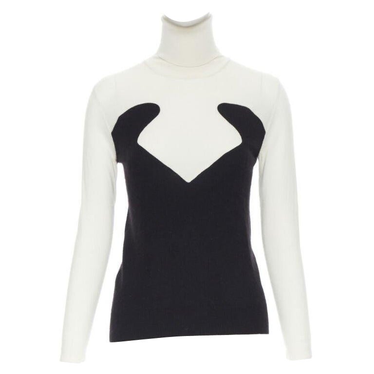 STELLA MCCARTNEY maglione dolcevita in lana e cashmere bianco e nero IT36 XS