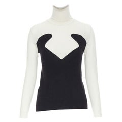 STELLA MCCARTNEY Wolle Kaschmir Schwarz Weiß Illusion Rollkragenpullover IT36 XS
