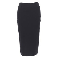 T BY ALEXANDER WANG black rayon polyester center slit stretch pencil skirt S