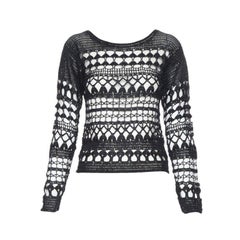 vintage COMME DES GARCONS 1989 black acrylic holey crochet open knit sweater S