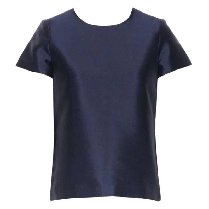 J CREW COLLECTION navy blue cap sleeves round neckline a-line shirt top US00 XS For Sale