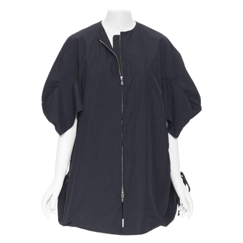 YVES SAINT LAURENT 2009 abrigo capullo negro de nailon recortado con cordón FR38 S
