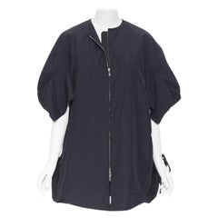 YVES SAINT LAURENT 2009 abrigo capullo negro de nailon recortado con cordón FR38 S
