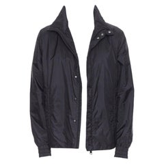 PRADA 2018 black nylon triangle rubber logo detail padded jacket IT50 L