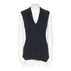 THE ROW black v-neck fold drape elongated vest tank top shirt S