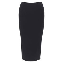OSCAR DE LA RENTA 2016 black viscose knit knee length bodycon pencil skirt XS