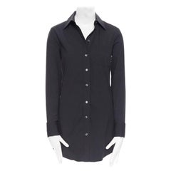 MICHAEL KORS noir col montant col rabattu poignets pliés poche plaquée chemise longue US0