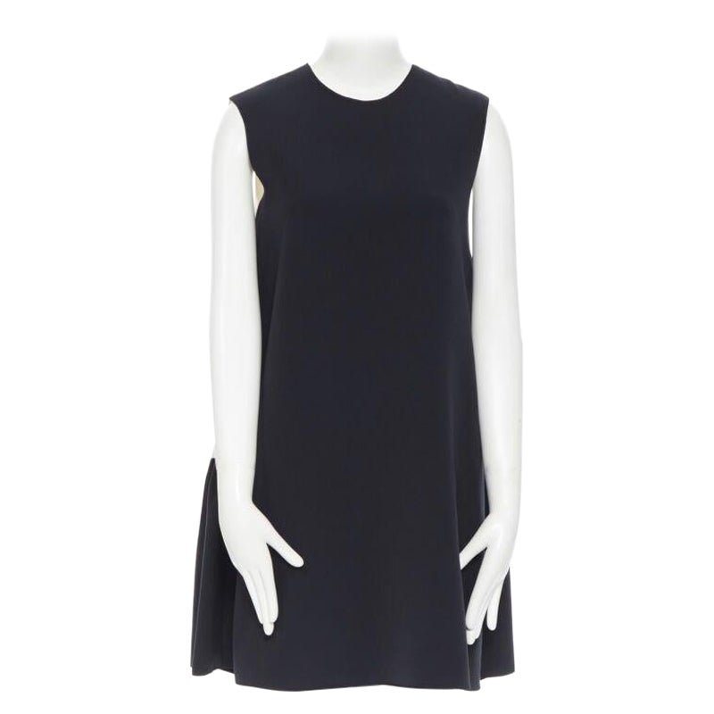 ROKSANDA black sleeveless contrast white back panel pleated skirt boxy dress UK6 en venta