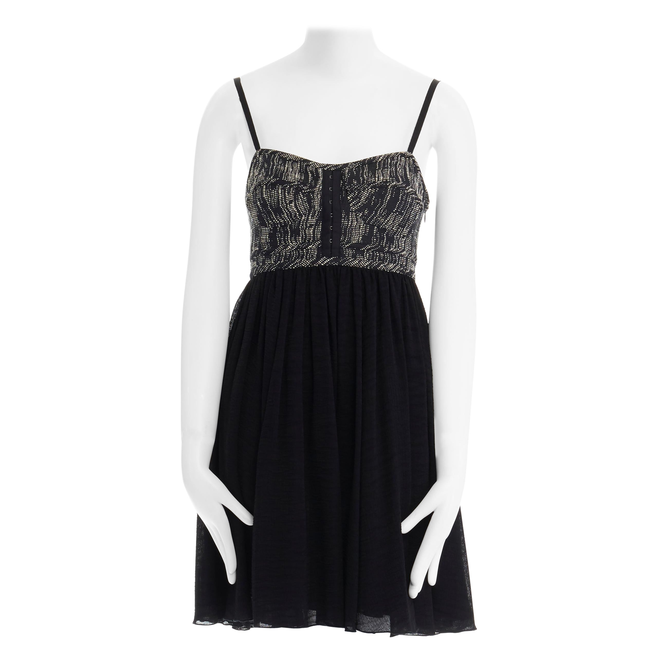 PROENZA SCHOULER grey tweed bust silk flounce skirt mini dress XS FR34 US2 UK6 For Sale