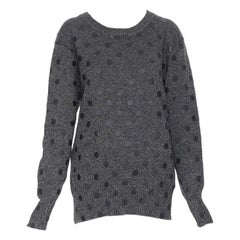 MARKUS LUPFER cotton blend knit grey polka dot printed oversized sweater L