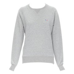 MAISON KITSUNE 100% cotton jersey fox embroidery logo pullover sweater XXS