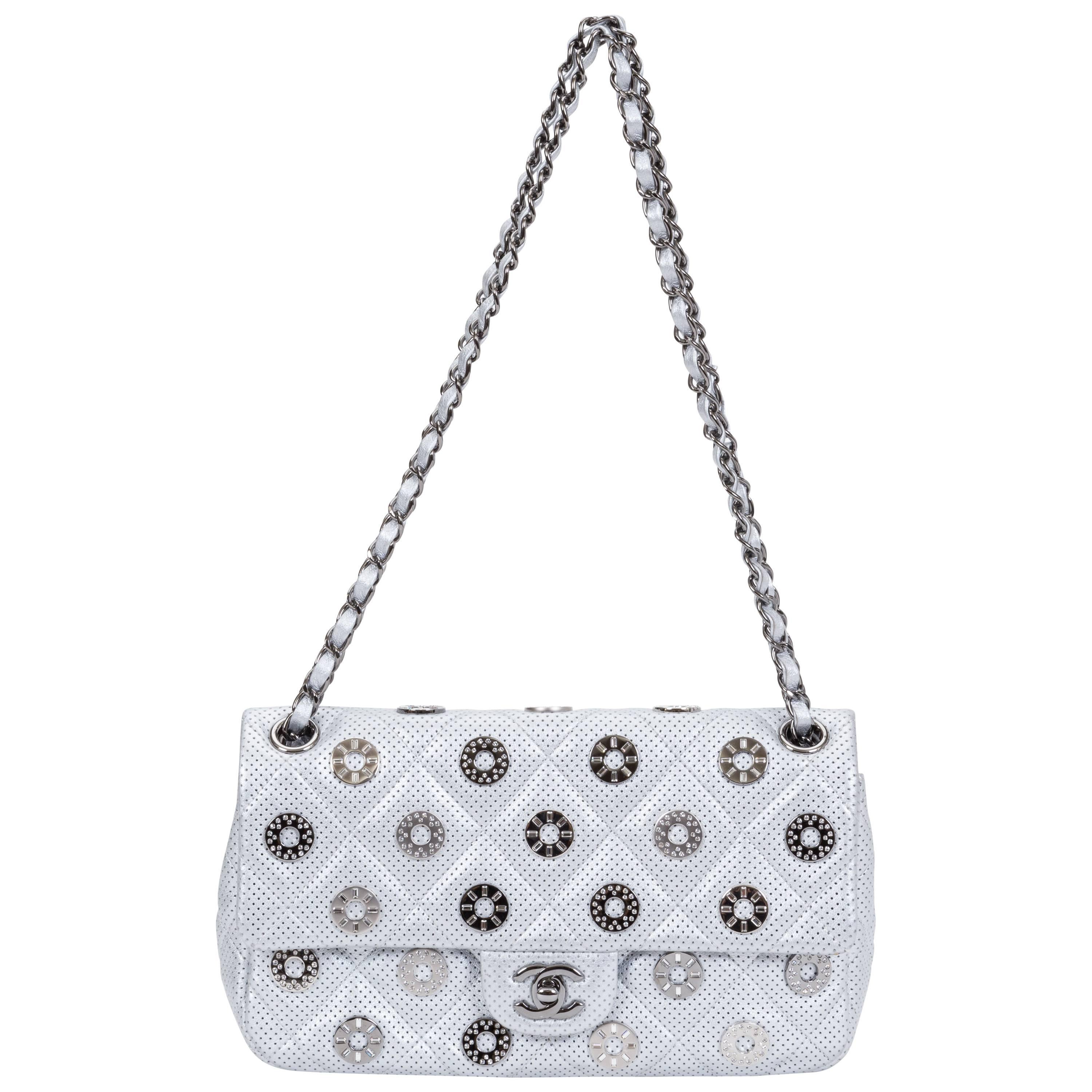 Chanel Limited Edition Silver Jewel Coin Flap Bag