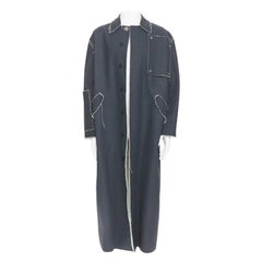 OFF WHITE VIRGIL ABLOH abrigo gris de lona gruesa con borde deshilachado y panel a presión XS