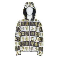 VERSACE Chaqueta acolchada reversible Baroque Alphabet estampado oro negro IT56 3XL