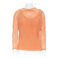 DRIES VAN NOTEN pink silk chiffon apricot beaded embroidery art-deco top FR38 S