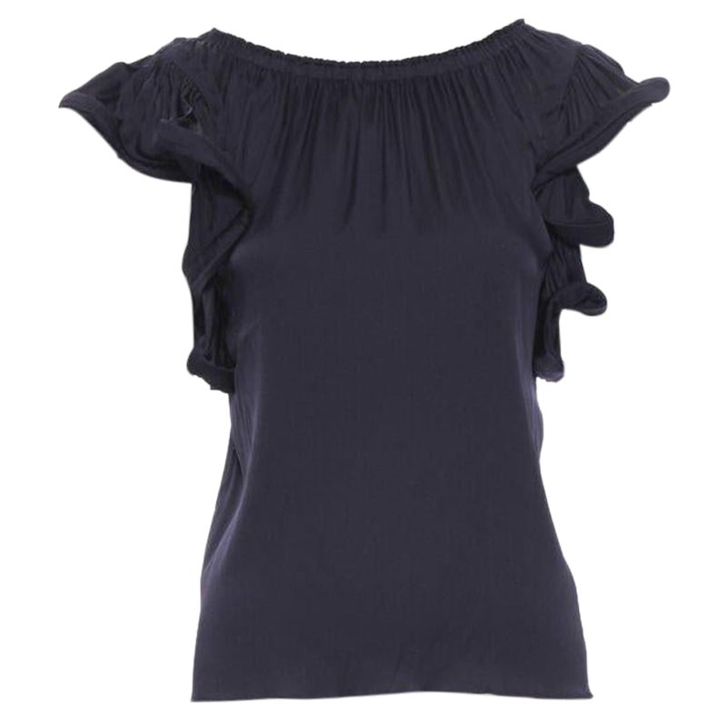 LANVIN ALBER ELBAZ 2008 stretch silk elasticated neck ruffle sleeve top FR34 XS For Sale