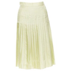 GIVENCHY TISCI 100% silk pastel green pleated knee length skirt IT38 25"