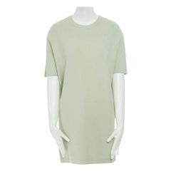 VALENTINO pastel green cotton crepe floral lace pleated back mini dress L