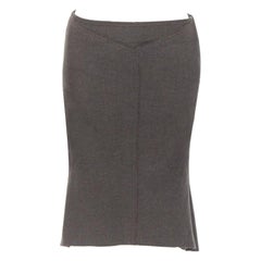 ROLAND MOURET green grey wool mohair constructed pencil skirt flare hem FR38 M