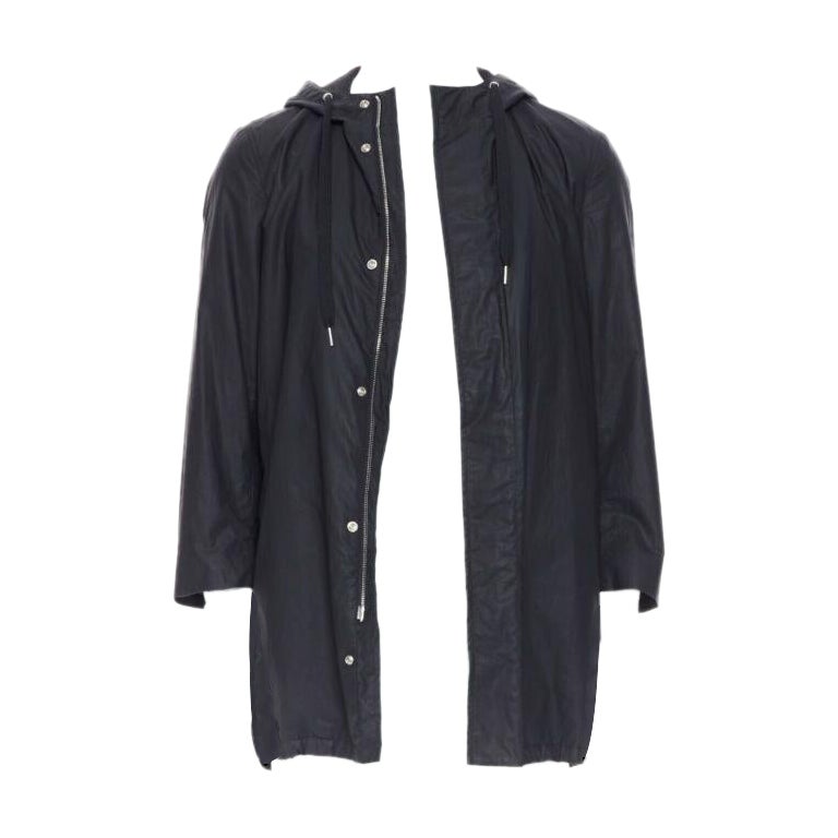 DIOR HOMME black hooded utilitarian drawstrings zipper windbreaker jacket For Sale
