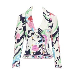 Vintage LEONARD 90's floral rosa rose print double breasted Blazer Jacke US0