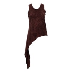COMME DES GARCONS 1991 red acid wash cotton asymmetric hem raw cut tank top