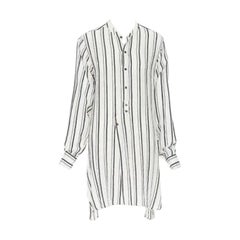 ISABEL MARANT robe tunique décontractée grise beige à rayures en coton mélangé viscose FR38 S