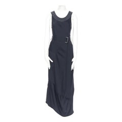 VICTORIA BECKHAM Runway - Robe à ceinture et col en cuir satiné avec ceinture GB12 L