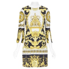 VERSACE Signature Baroque Cherub Medusa printed viscose shift dress IT40 S