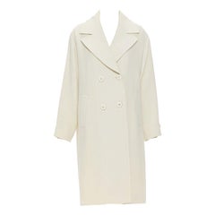 GIANFRANCO FERRE STUDIO ivory wool crepe double breasted coat jacket IT42 M