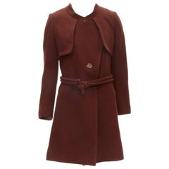 CHLOE 2015 brick red wool toggle belt long coat FR38 M