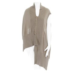 PREEN THORNTON BREGAZZI brown wool asymmetric button  front shawl cardigan