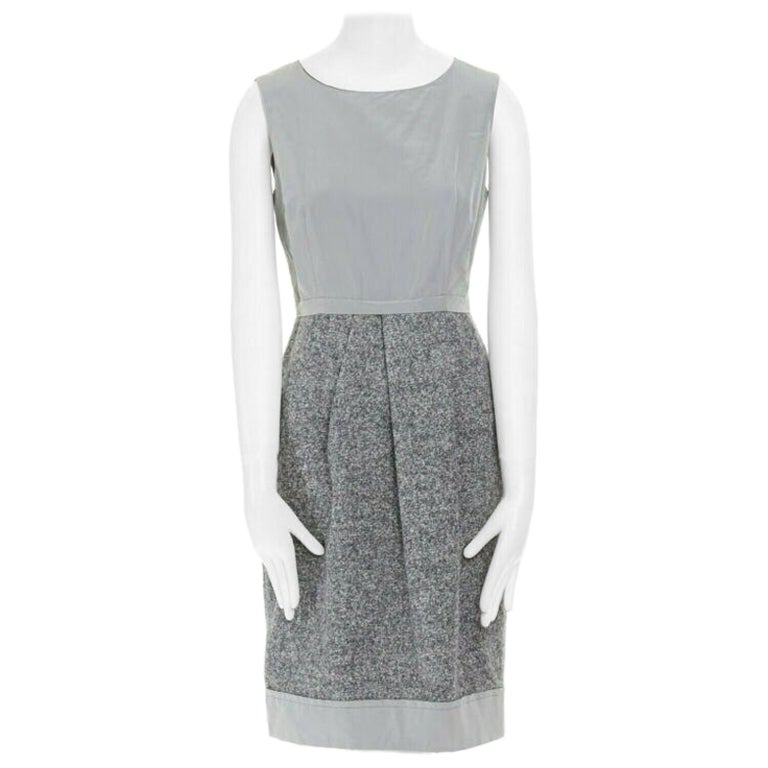 MAX MARA grey polyamide speckle wool skirt sleeveless work dress US8 FR40 M For Sale