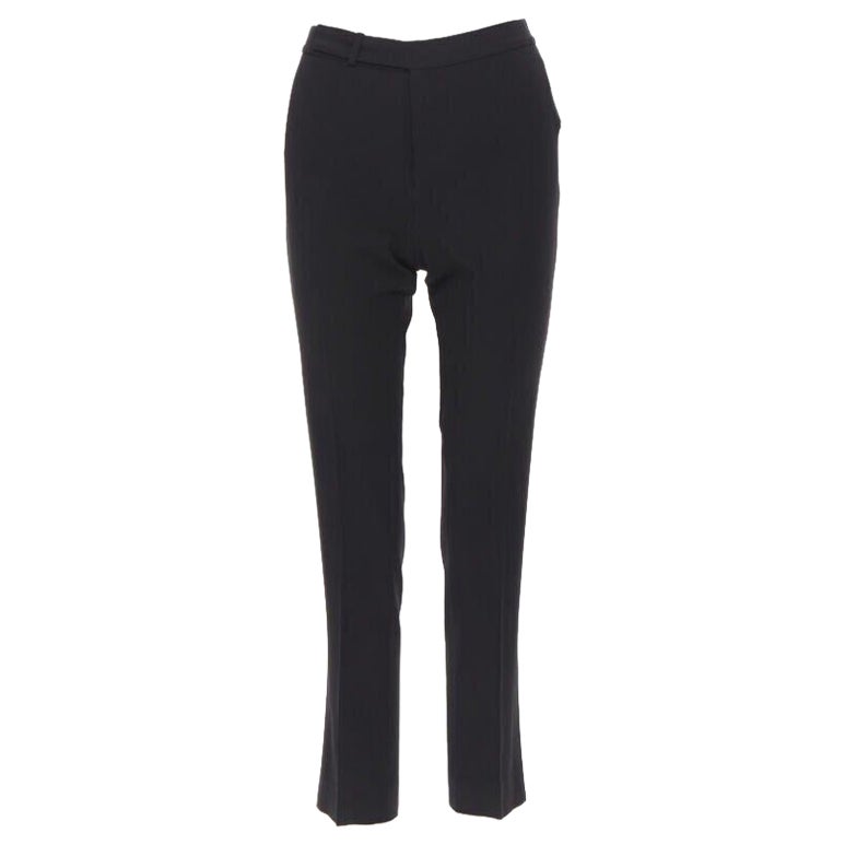 RALPH LAUREN wool black slim leg concealed fky work trousers pants US2 26"