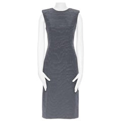 THOM BROWNE abito svasato in seta nera con inserto in gros grain e cuciture curve US0