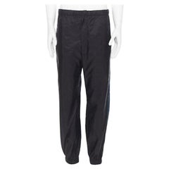 PRADA Nylon 2018 noir bleu pantalon de survêtement en gabardine à bandes latérales L