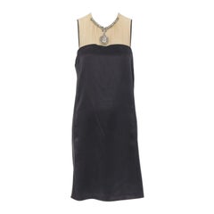 LANVIN Alber Elbaz 2013 nude illusion crystal necklace silk dress M