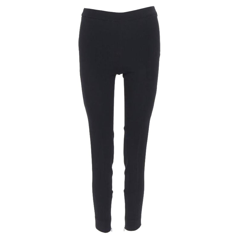 GIAMBATTISTA VALLI black viscose wool blend zipped hem slim trousers XXS 26" For Sale