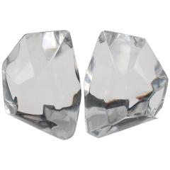 Oversized Ice Cube Lucite Clip on Earrings by Harriet Bauknight for Kaso