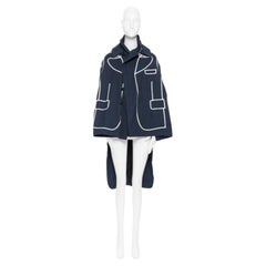runway COMME DES GARCONS AW09 REI KAWAKUBO navy blue trompe l'oeil coat jacket S