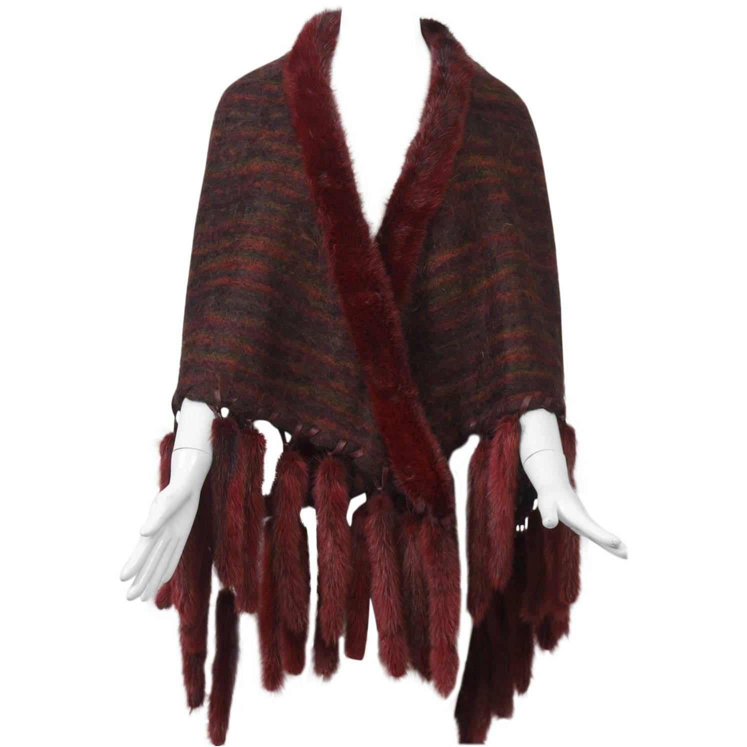 Fur-Trimmed Mohair Shawl